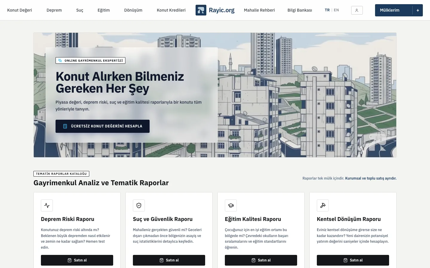 Rayic's home page: a free home value estimate and reports on earthquake risk, crime and safety, school quality, and urban renewal.
